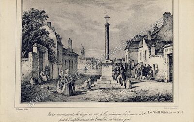 Carte postale ancienne Croix monumentale érigée en 1817, à la mémoire de Jeanne d'Arc — Orléans (Loiret)