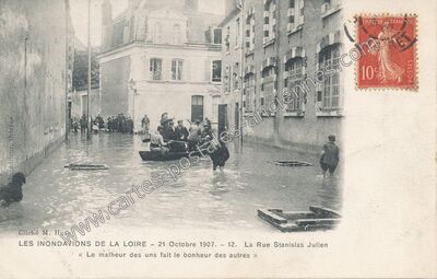 Carte postale ancienne Les inondations de la Loire — Orléans (Loiret)