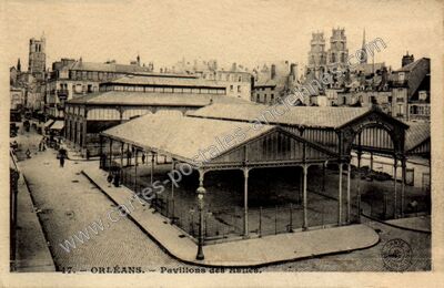 Carte postale ancienne Pavillons des Halles — Orléans (Loiret)