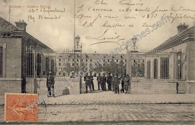 Carte postale ancienne Caserne Coligny — Orléans (Loiret)