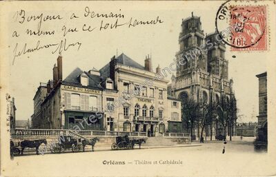 Carte postale ancienne Théâtre et Cathédrale — Orléans (Loiret)