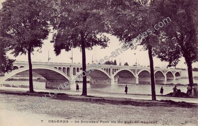 Carte postale ancienne Le Nouveau Pont vu du Quai St-Laurent — Orléans (Loiret)