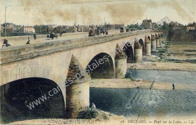 Carte postale ancienne Pont sur la Loire — Orléans (Loiret)