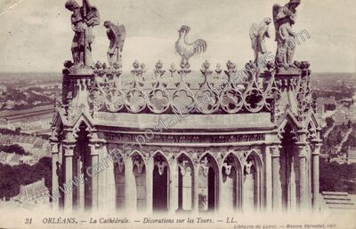 Carte postale ancienne La Cathédrale. — Décorations sur les Tours — Orléans (Loiret)