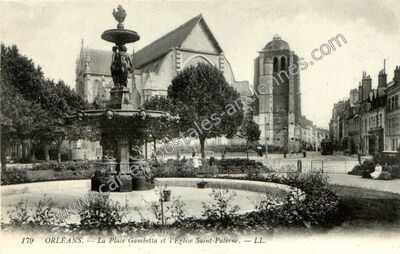 Carte postale ancienne La Place Gambetta et l'Église Saint-Paterne — Orléans (Loiret)