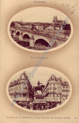 Carte postale ancienne La Place du Martroi et la statue de Jeanne d'Arc — Orléans (Loiret)
