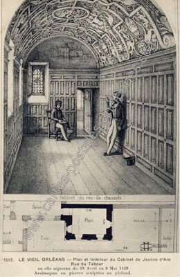 Carte postale ancienne Plan et Intérieur du Cabinet de Jeanne d'Arc — Orléans (Loiret)