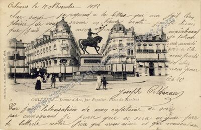 Carte postale ancienne Jeanne d'Arc, par Foyatier. Place du Martroi — Orléans (Loiret)