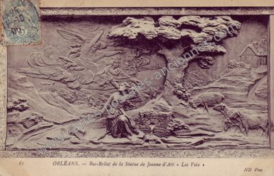 Carte postale ancienne Bas-Relief de la Statue de Jeanne d'Arc « Les Voix — Orléans (Loiret)