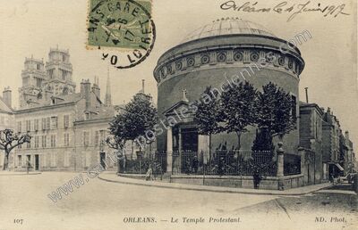 Carte postale ancienne Le Temple Protestant — Orléans (Loiret)