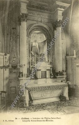 Carte postale ancienne Intérieur de l'Eglise Saint-Paul, Chapelle Notre-Dame-des-Miracles — Orléans (Loiret)