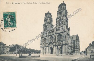 Carte postale ancienne Place Sainte-Croix - La Cathédrale — Orléans (Loiret)