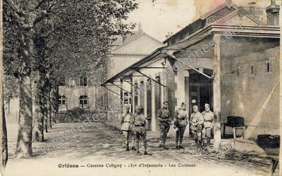 Carte postale ancienne Caserne Coligny - 131º d'Infanterie - Les Cuisines — Orléans (Loiret)
