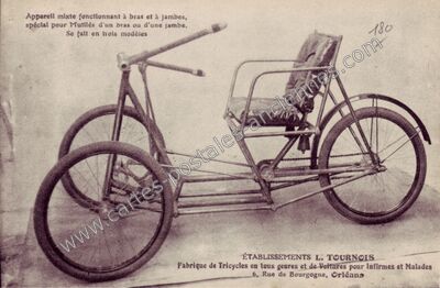 Carte postale ancienne ÉTABLISSEMENTS L. TOURNOIS Fabrique de Tricycles en tous genres et de Voitures pour… — Orléans (Loiret)