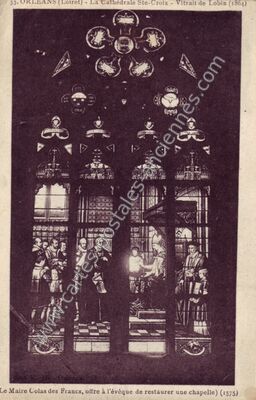 Carte postale ancienne La Cathédrale Ste-Croix - Vitrail de Lobin — Orléans (Loiret)