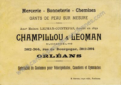Carte postale ancienne CHAMPILLOU & LEOMAN SUCCESSEURS 302-304, rue de Bourgogne — Orléans (Loiret)