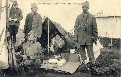 Carte postale ancienne Armée Anglo-Indienne - Tente Indienne — Orléans (Loiret)