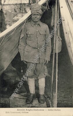 Carte postale ancienne Soldat Indien — Orléans (Loiret)