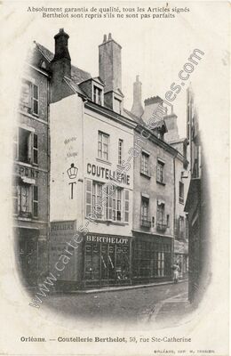 Carte postale ancienne Coutellerie Berthelot, 50, rue Ste-Catherine — Orléans (Loiret)