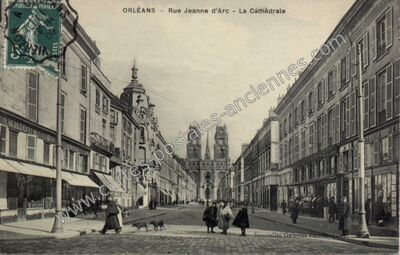 Carte postale ancienne Rue Jeanne d'Arc - La Cathédrale — Orléans (Loiret)
