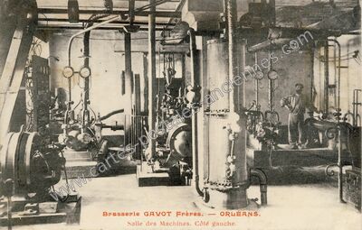 Carte postale ancienne Brasserie GAVOT Frères. Salle des Machines. Côté gauche — Orléans (Loiret)