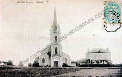 Carte postale ancienne L'Eglise — Ormes (Loiret)