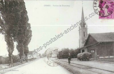 Carte postale ancienne Station du Tramway — Ormes (Loiret)