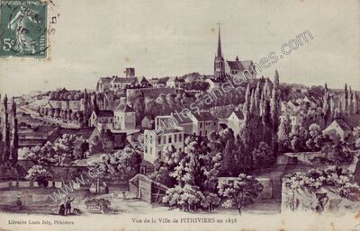 Carte postale ancienne Vue de la Ville en 1838 — Pithiviers (Loiret)