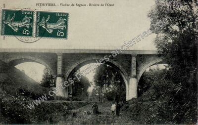 Carte postale ancienne Viaduc de Segrais - Rivière de l'Oeuf — Pithiviers (Loiret)
