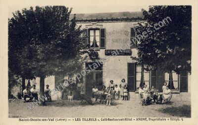 Carte postale ancienne LES TILLEULS », Café-Restaurant-Hôtel — Saint-Denis-en-Val (Loiret)