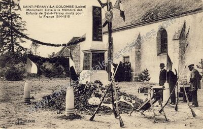 Carte postale ancienne Monument élevé à la Mémoire des Enfants de Saint-Péravy morts pour la France 1914-1918 — Saint-Péravy-la-Colombe (Loiret)
