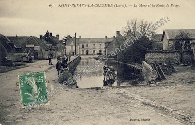 Carte postale ancienne La Mare et la Route de Patay — Saint-Péravy-la-Colombe (Loiret)