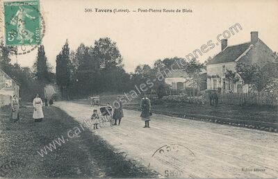 Carte postale ancienne Pont-Pierre Route de Blois — Tavers (Loiret)