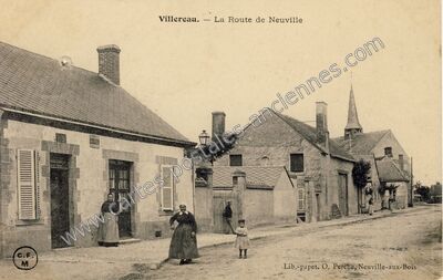 Carte postale ancienne La Route de Neuville — Villereau (Loiret)