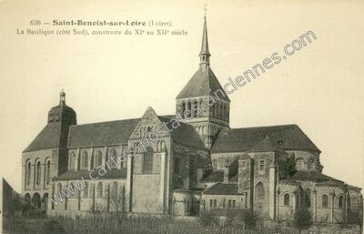 Carte postale ancienne La Basilique (côté Sud), construite du XI° au XII° siècle — Saint-Benoît-sur-Loire (Loiret)