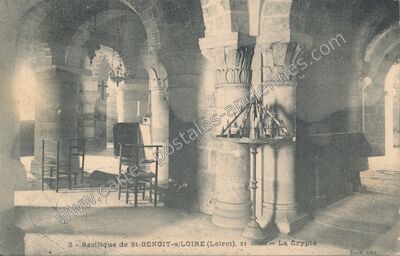 Carte postale ancienne Basilique de St-BENOIT-s/LOIRE, xı siècle - La Crypte — Saint-Benoît-sur-Loire (Loiret)