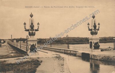 Carte postale ancienne Entrée du Pont-Canal (rive droite), longueur 662 mètres — Briare (Loiret)