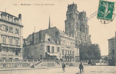 Carte postale ancienne Théâtre et Cathédrale — Orléans (Loiret)