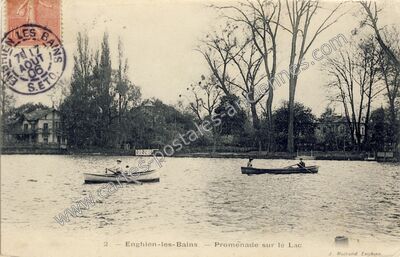 Carte postale ancienne Proménade sur le Lac — Enghien-les-Bains (Val-d'Oise)