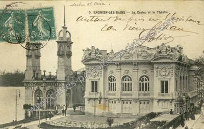 Carte postale ancienne Le Casino et le Théâtre — Enghien-les-Bains (Val-d'Oise)