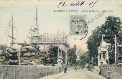 Carte postale ancienne Entrée du Casino et du Kursaal — Enghien-les-Bains (Val-d'Oise)
