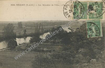 Carte postale ancienne Les Méandres de l'Oise, à l'horizon — Eragny (Val-d'Oise)