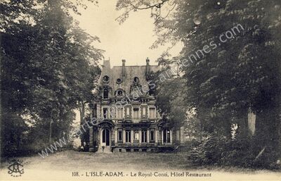 Carte postale ancienne Le Royal-Conti, Hôtel Restaurant — L'Isle-Adam (Val-d'Oise)
