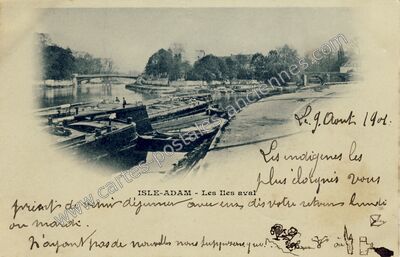 Carte postale ancienne Les Iles aval — L'Isle-Adam (Val-d'Oise)