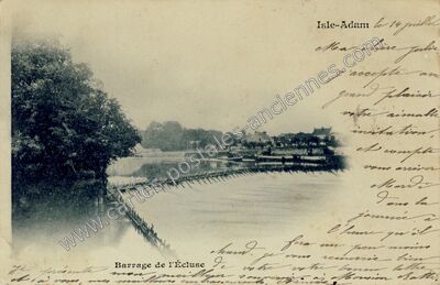 Carte postale ancienne Barrage de l'Écluse — L'Isle-Adam (Val-d'Oise)