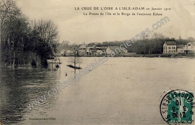 Carte postale ancienne La Crue de l'Oise — L'Isle-Adam (Val-d'Oise)