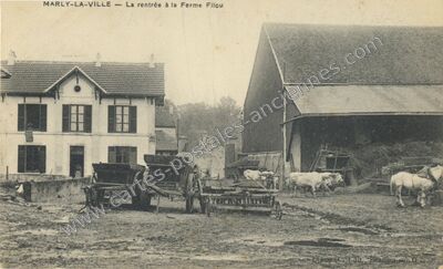 Carte postale ancienne La rentrée à la Ferme Filou — Marly-la-Ville (Val-d'Oise)