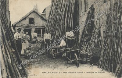 Carte postale ancienne Une industrie locale - Fabrique de bobines — Marly-la-Ville (Val-d'Oise)