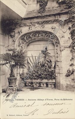 Carte postale ancienne Ancienne Abbaye d'Yerres, Porte du Réfectoire — Yerres (Essonne)