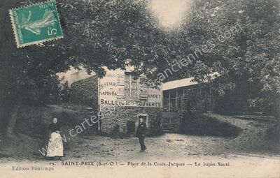 Carte postale ancienne Place de la Croix-Jacques — Le Lapin Sauté — Saint-Prix (Val-d'Oise)